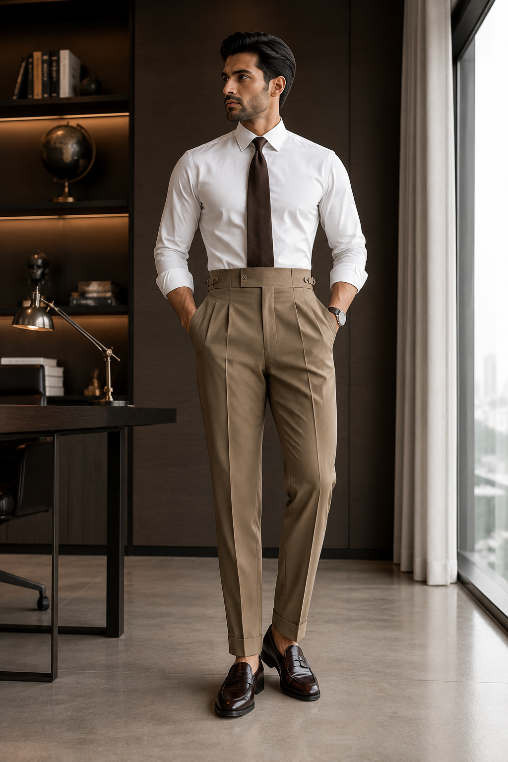 The Gurkha — double pleat, buckle waistband