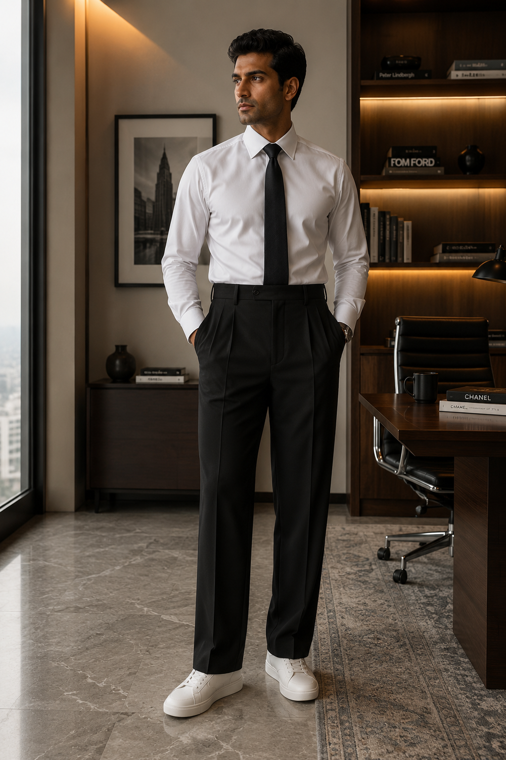 The Tokyo — flat front, wide leg